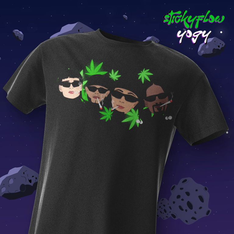 propuesta remera negra estampado tamano cuadrado